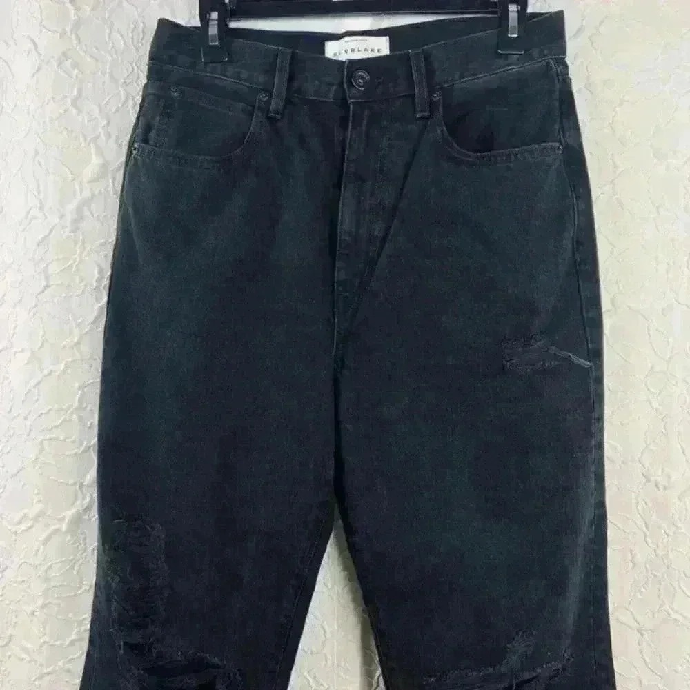 SLVRLAKE London High Rise Straight Distressed Jeans 29